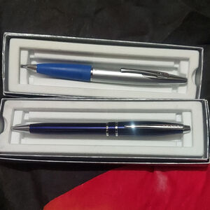 Cross Steel Ballpoint Pen Set Blue & Silver with Box set of 2
